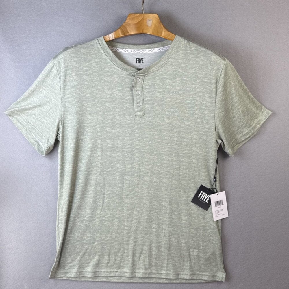 NWT Frye Short Sleeve Henley Yummy Mens Size S Premium Sleepwear Sage Super Soft